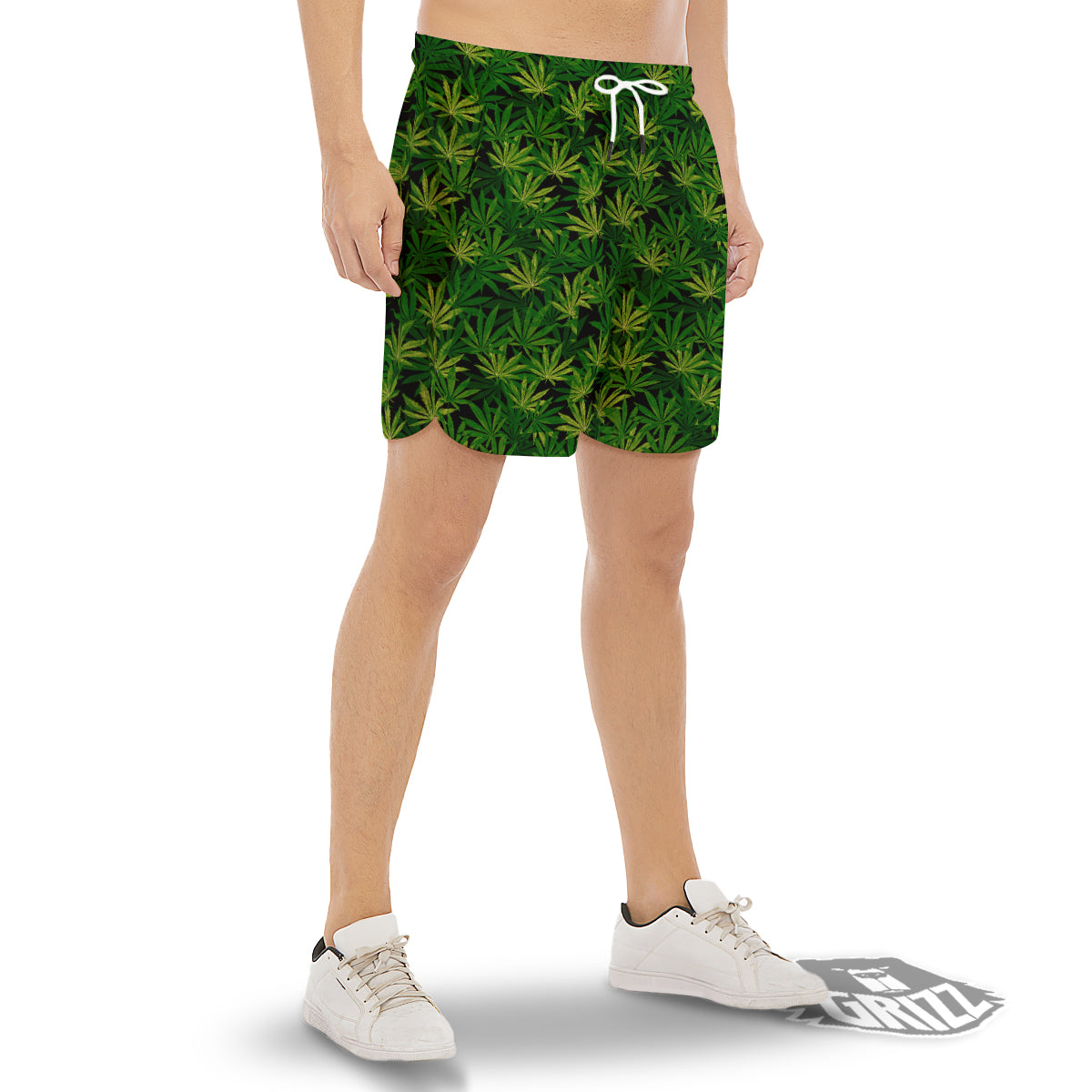 Marijuana Leaf Watercolor Print Pattern Men's Gym Shorts-grizzshop