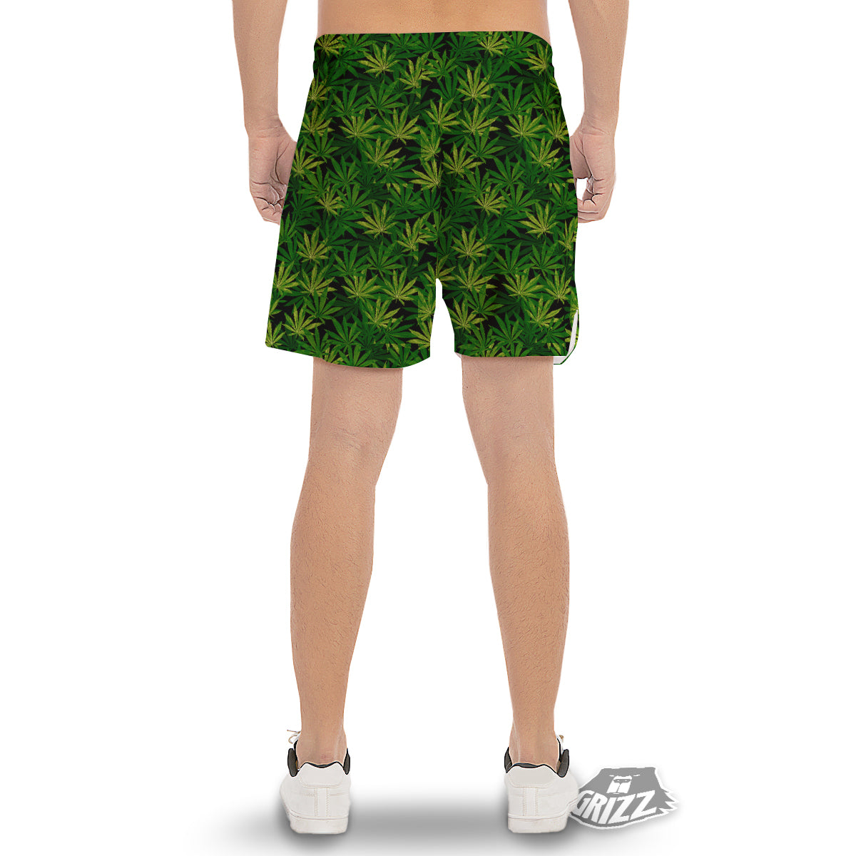 Marijuana Leaf Watercolor Print Pattern Men's Gym Shorts-grizzshop
