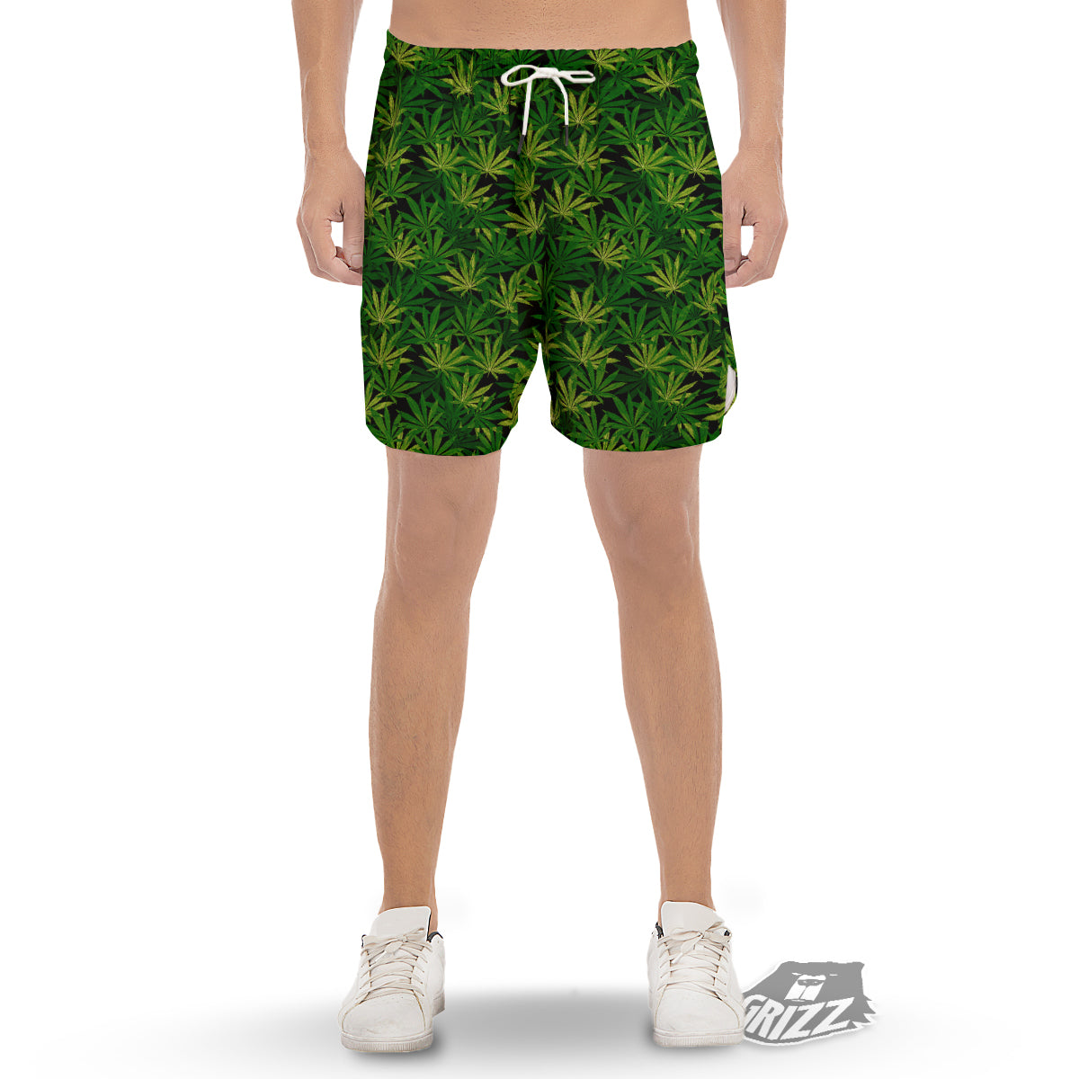 Marijuana Leaf Watercolor Print Pattern Men's Gym Shorts-grizzshop