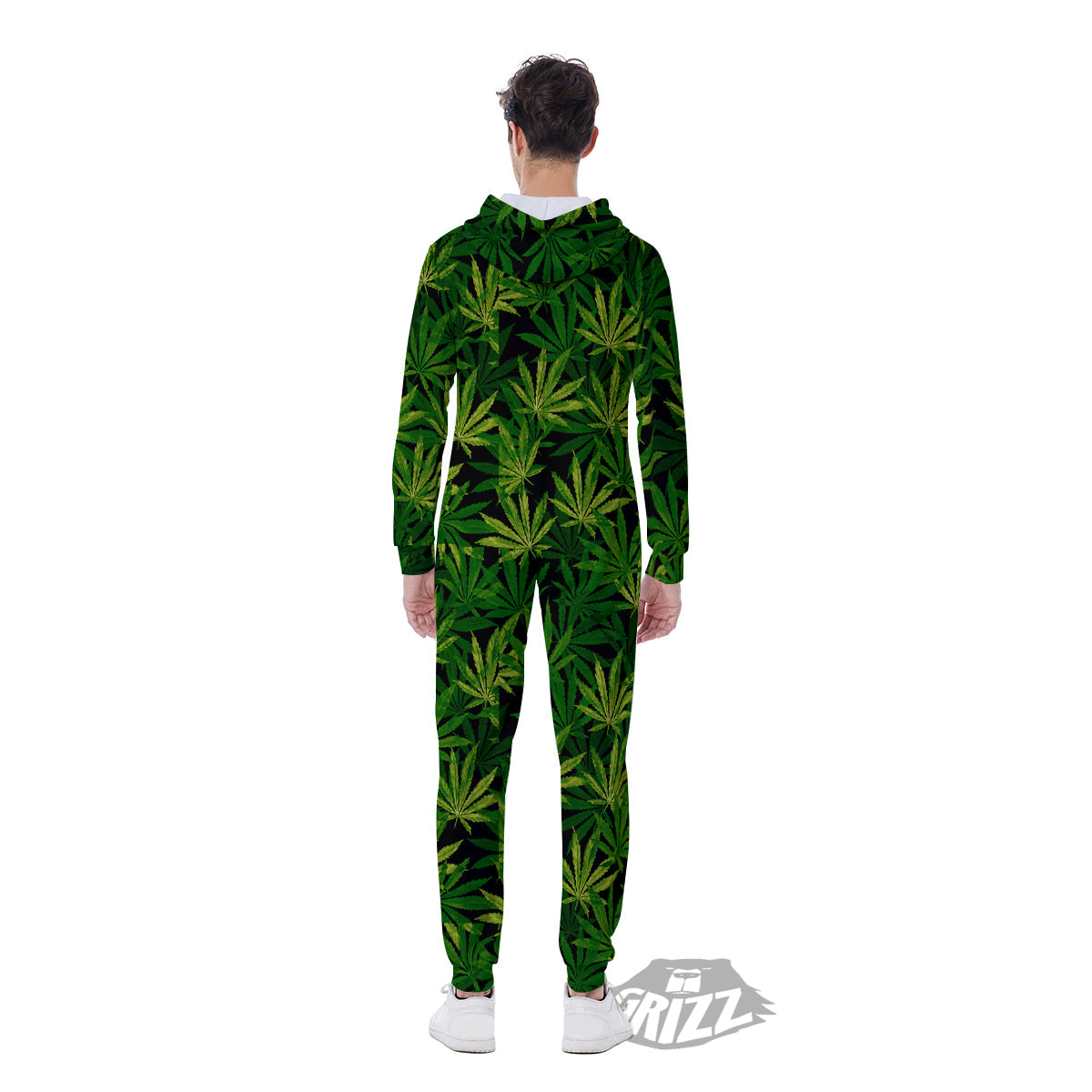 Marijuana Leaf Watercolor Print Pattern Men's Jumpsuit-grizzshop
