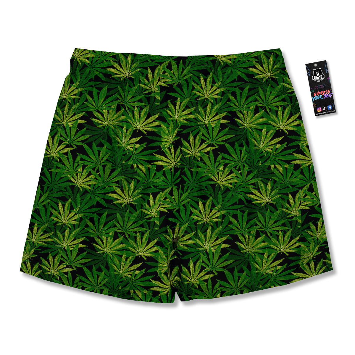 Marijuana Leaf Watercolor Print Pattern Men's Running Shorts-grizzshop
