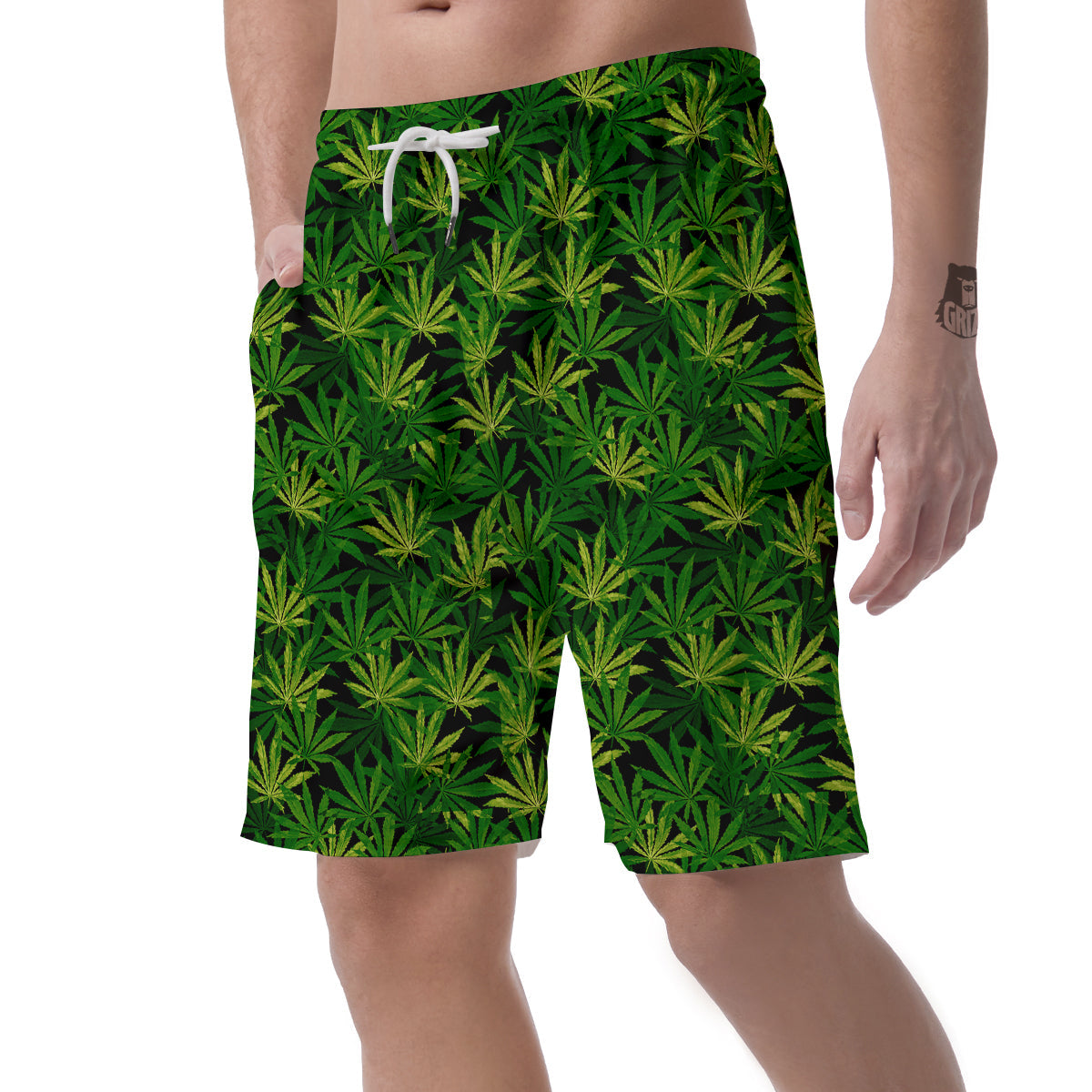 Marijuana Leaf Watercolor Print Pattern Men's Shorts-grizzshop
