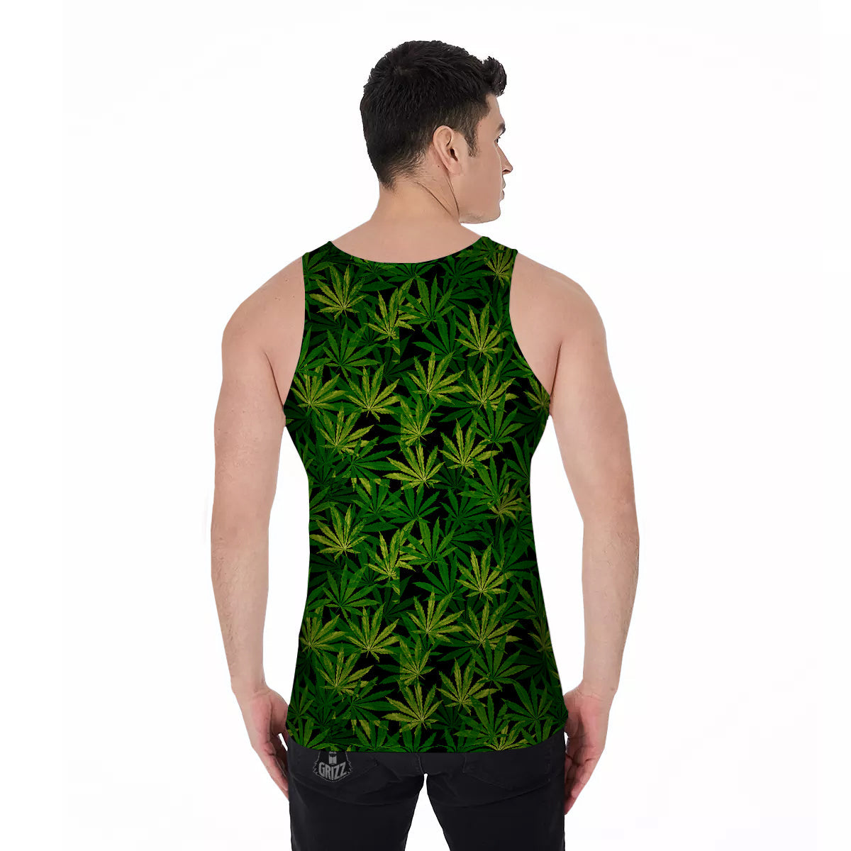 Marijuana Leaf Watercolor Print Pattern Men's Tank Top-grizzshop
