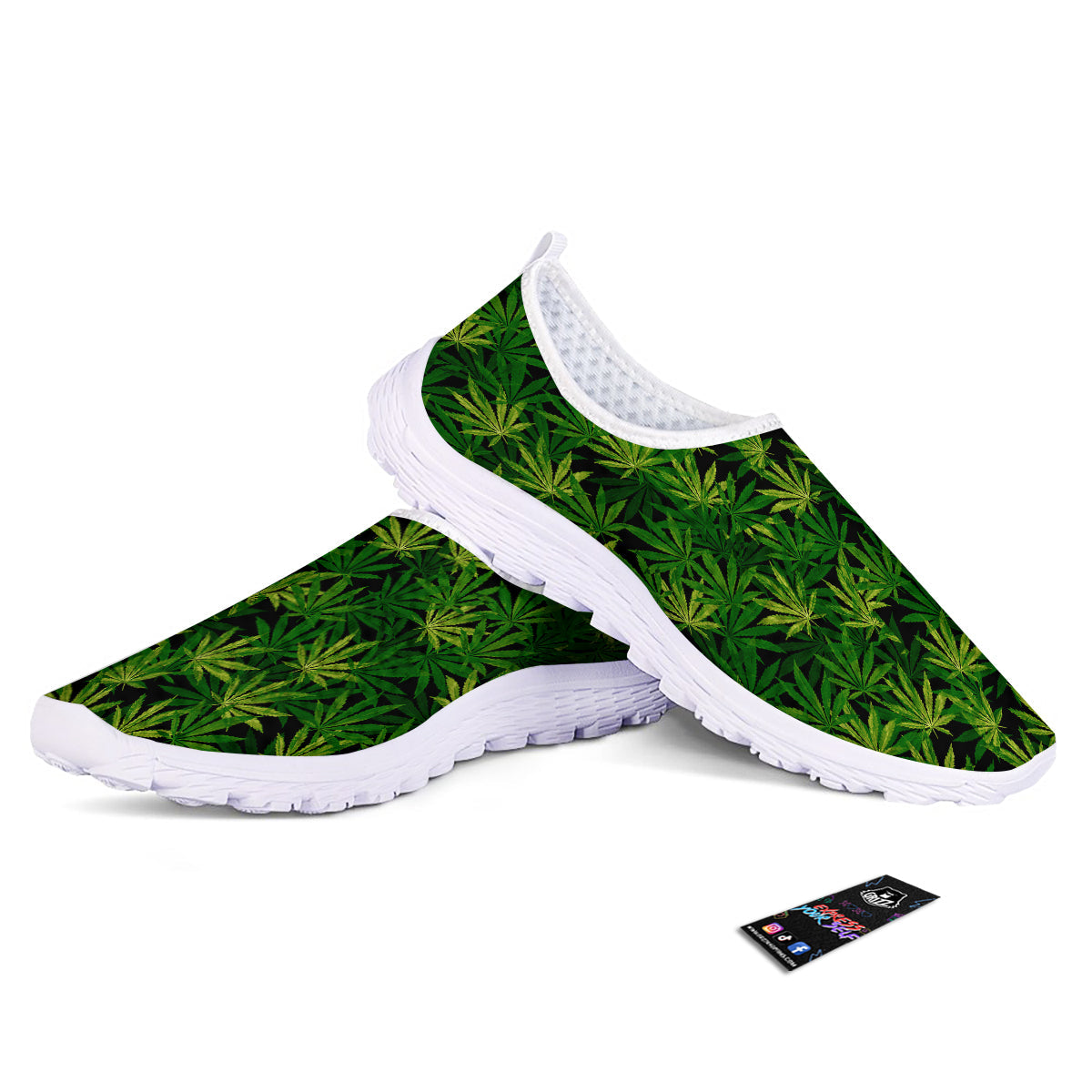 Marijuana Leaf Watercolor Print Pattern Nurse Shoes-grizzshop