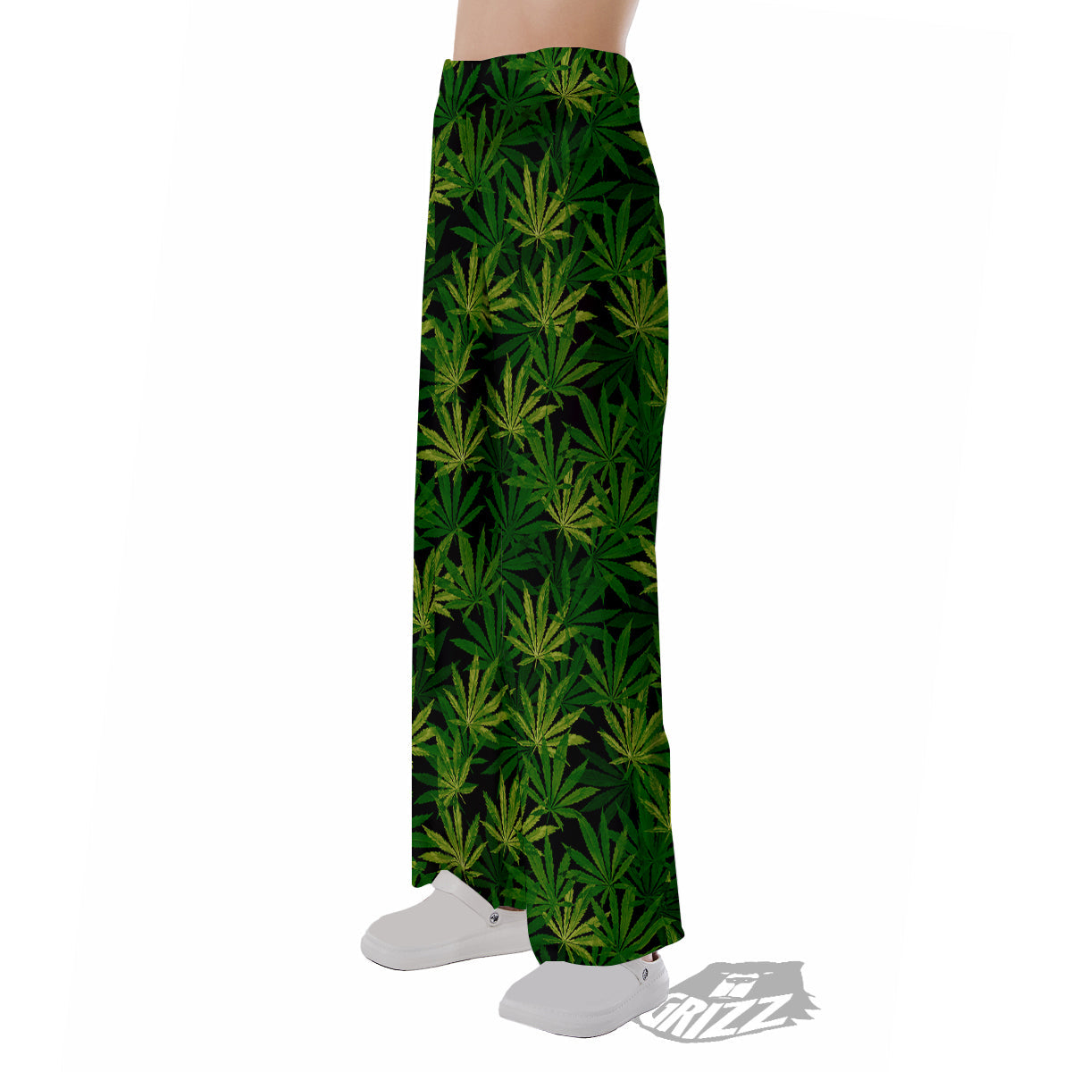 Marijuana Leaf Watercolor Print Pattern Pajama Pants-grizzshop