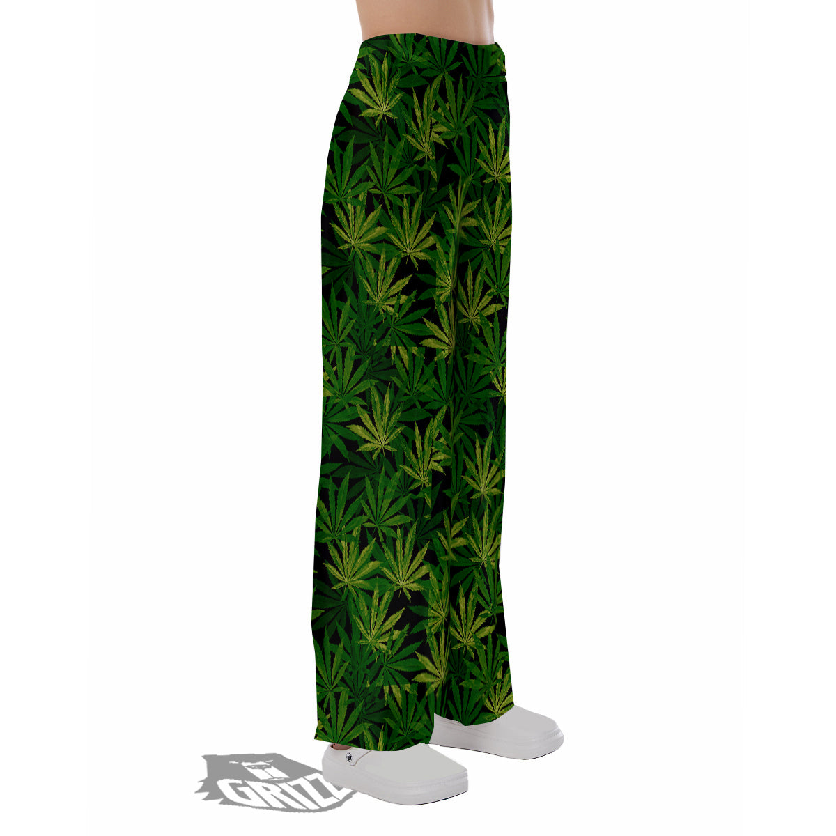 Marijuana Leaf Watercolor Print Pattern Pajama Pants-grizzshop