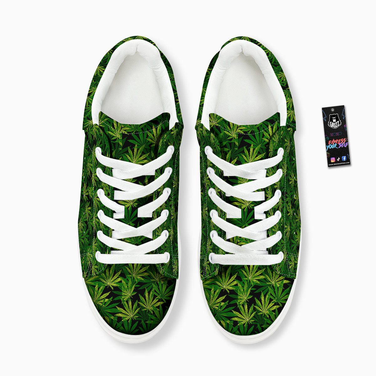 Marijuana Leaf Watercolor Print Pattern Platform Shoes-grizzshop