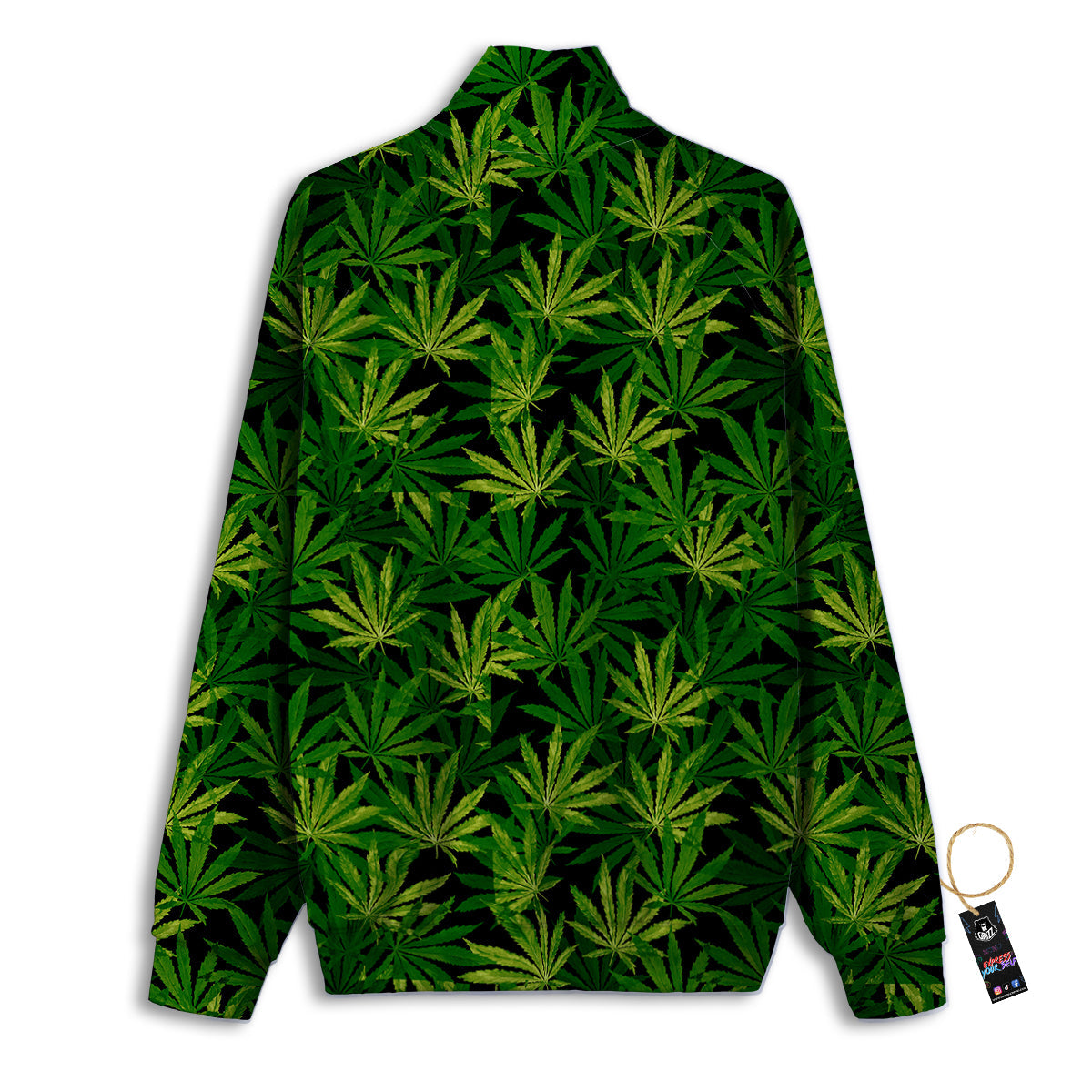 Marijuana Leaf Watercolor Print Pattern Track Jacket-grizzshop
