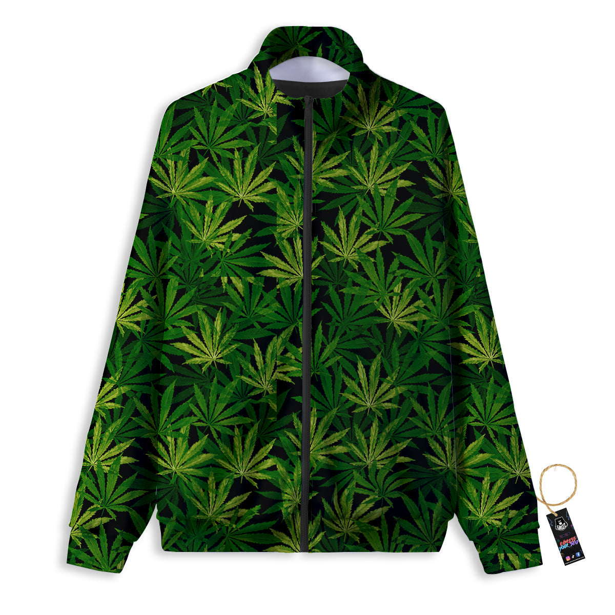 Marijuana Leaf Watercolor Print Pattern Track Jacket-grizzshop
