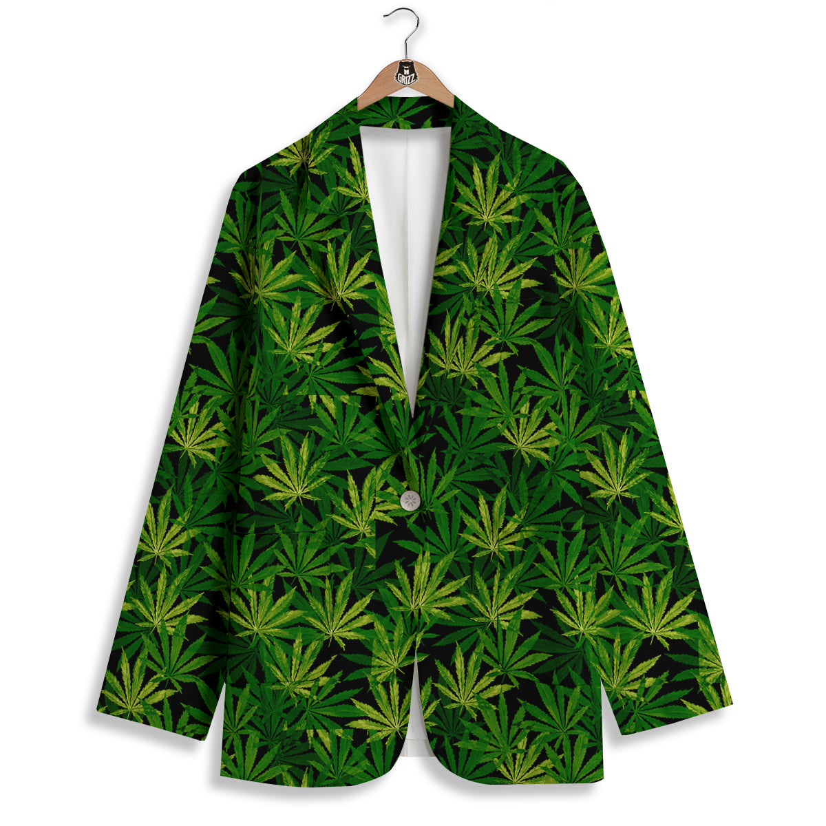 Marijuana Leaf Watercolor Print Pattern Women's Blazer-grizzshop