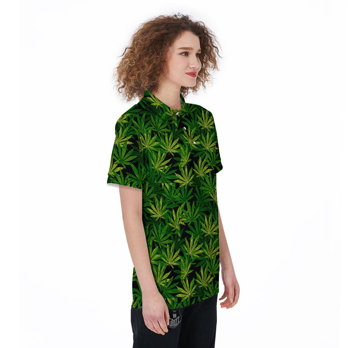 Marijuana Leaf Watercolor Print Pattern Women's Golf Shirts-grizzshop