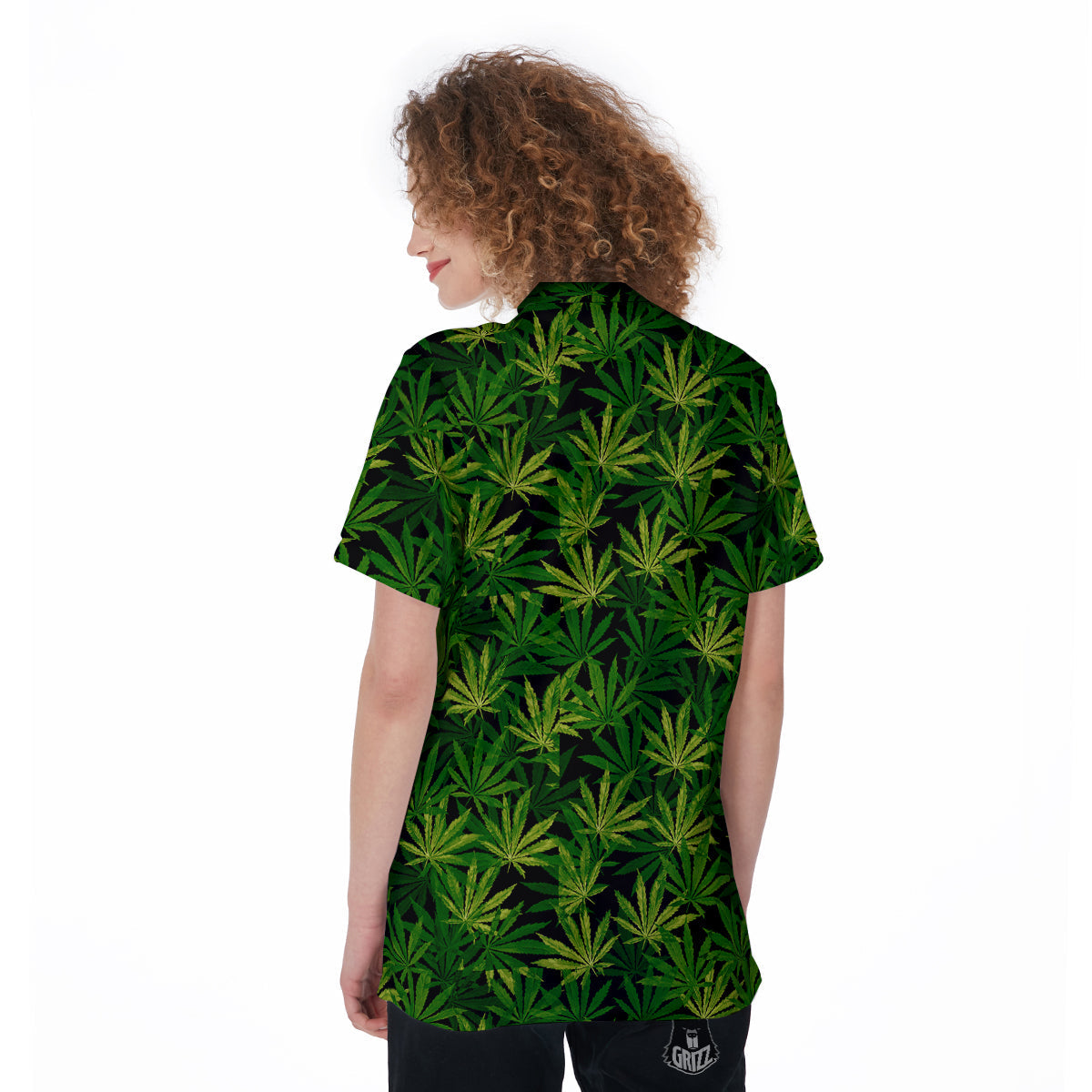 Marijuana Leaf Watercolor Print Pattern Women's Golf Shirts-grizzshop