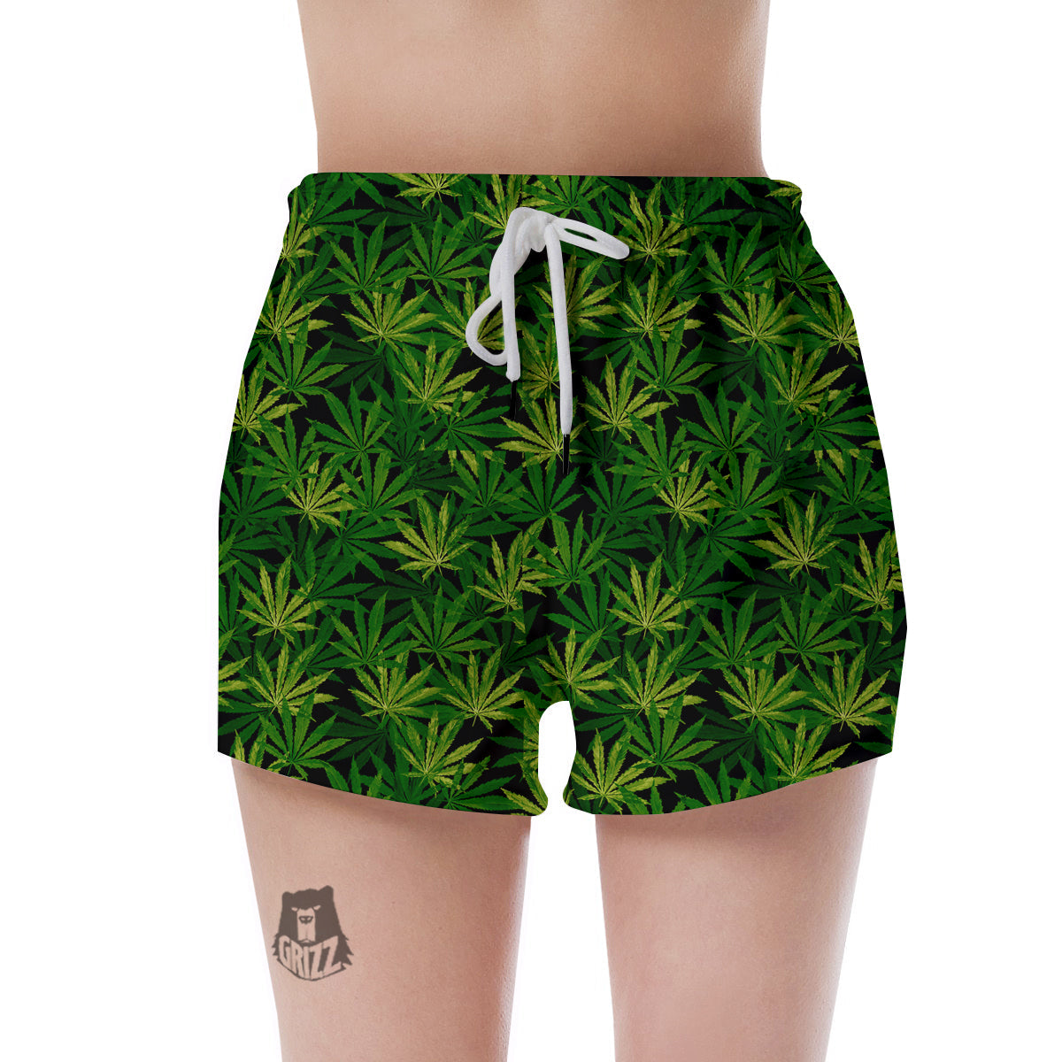 Marijuana Leaf Watercolor Print Pattern Women's Shorts-grizzshop
