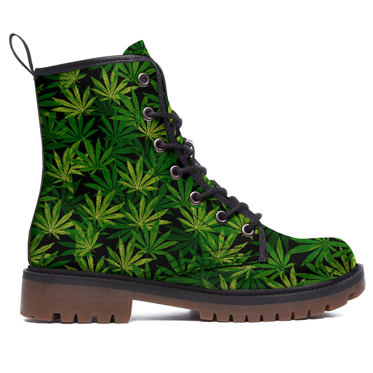 Marijuana Leaf Watercolor Print Pattern Work Boots-grizzshop