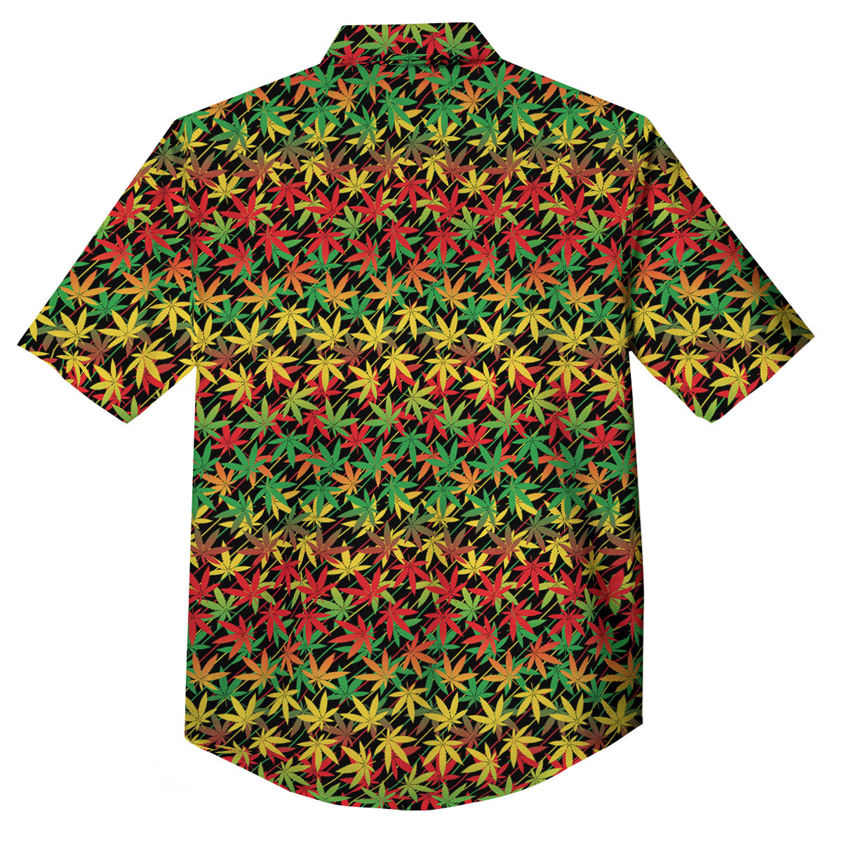 Marijuana Rasta Print Pattern Button Up Shirt-grizzshop