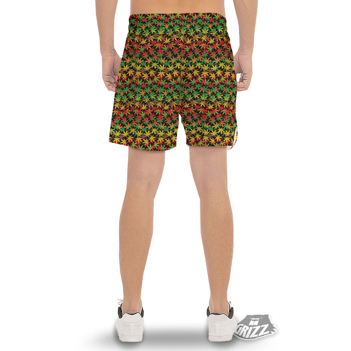 Marijuana Rasta Print Pattern Men's Gym Shorts-grizzshop