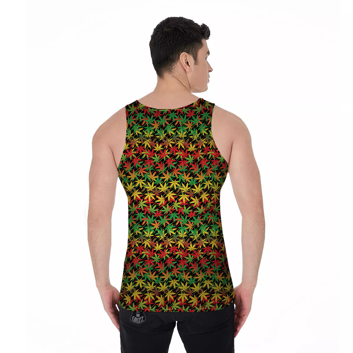 Marijuana Rasta Print Pattern Men's Tank Top-grizzshop