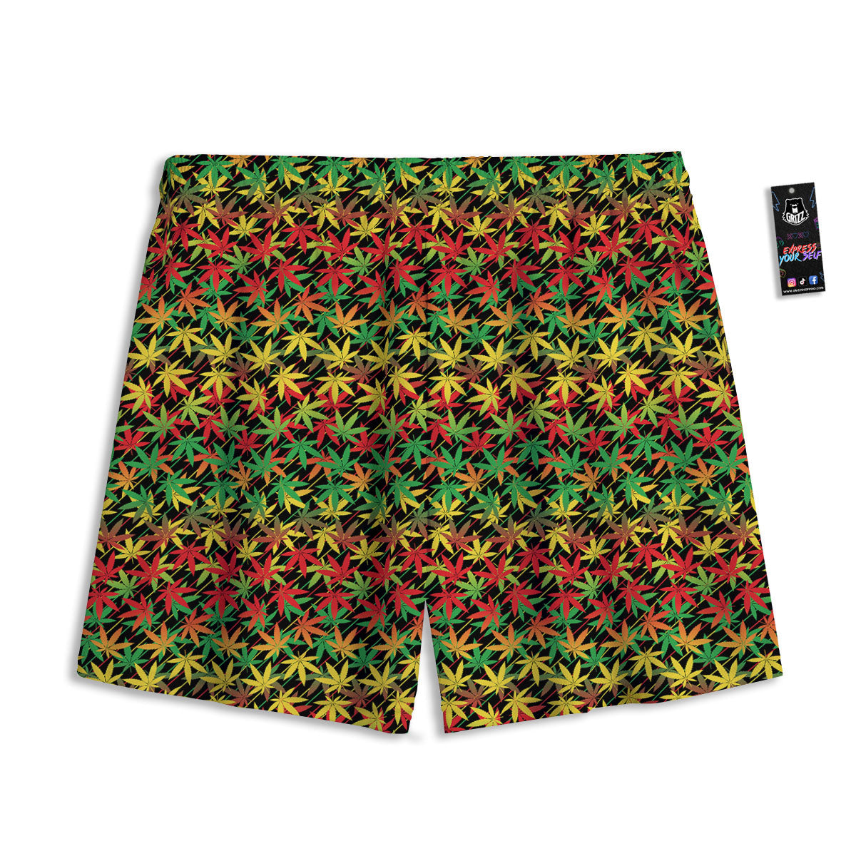 Marijuana Rasta Print Pattern Mesh Shorts-grizzshop