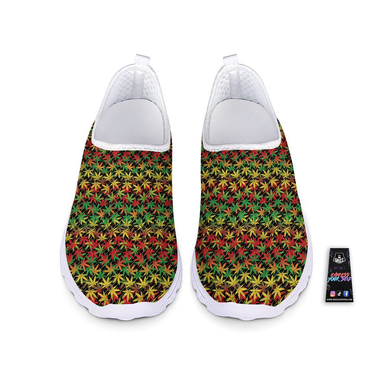 Marijuana Rasta Print Pattern Nurse Shoes-grizzshop