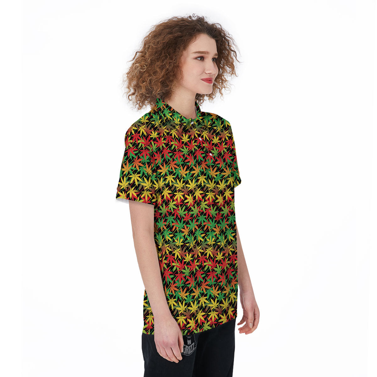 Marijuana Rasta Print Pattern Women's Golf Shirts-grizzshop