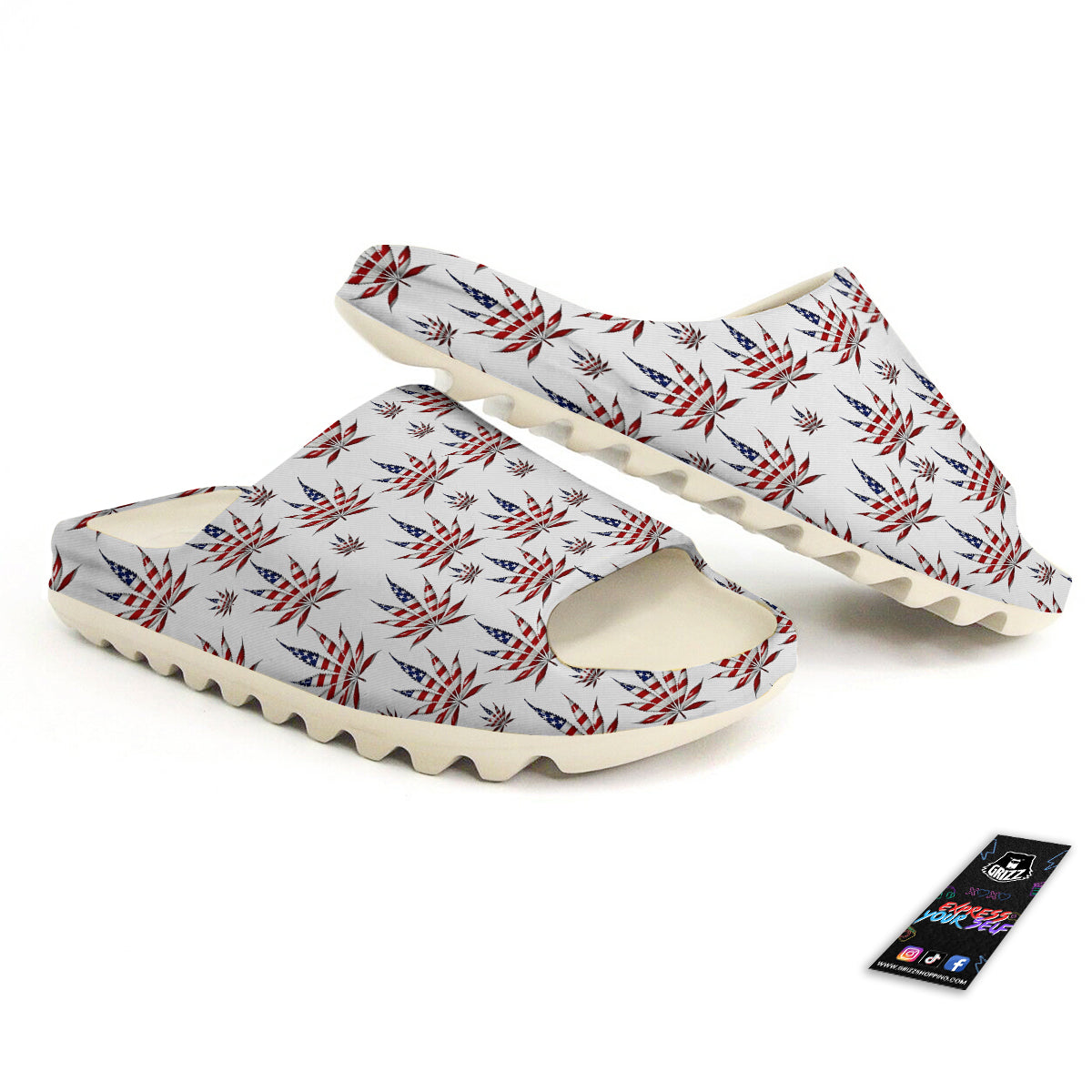 Marijuana Leaf American Print Pattern Sandals-grizzshop