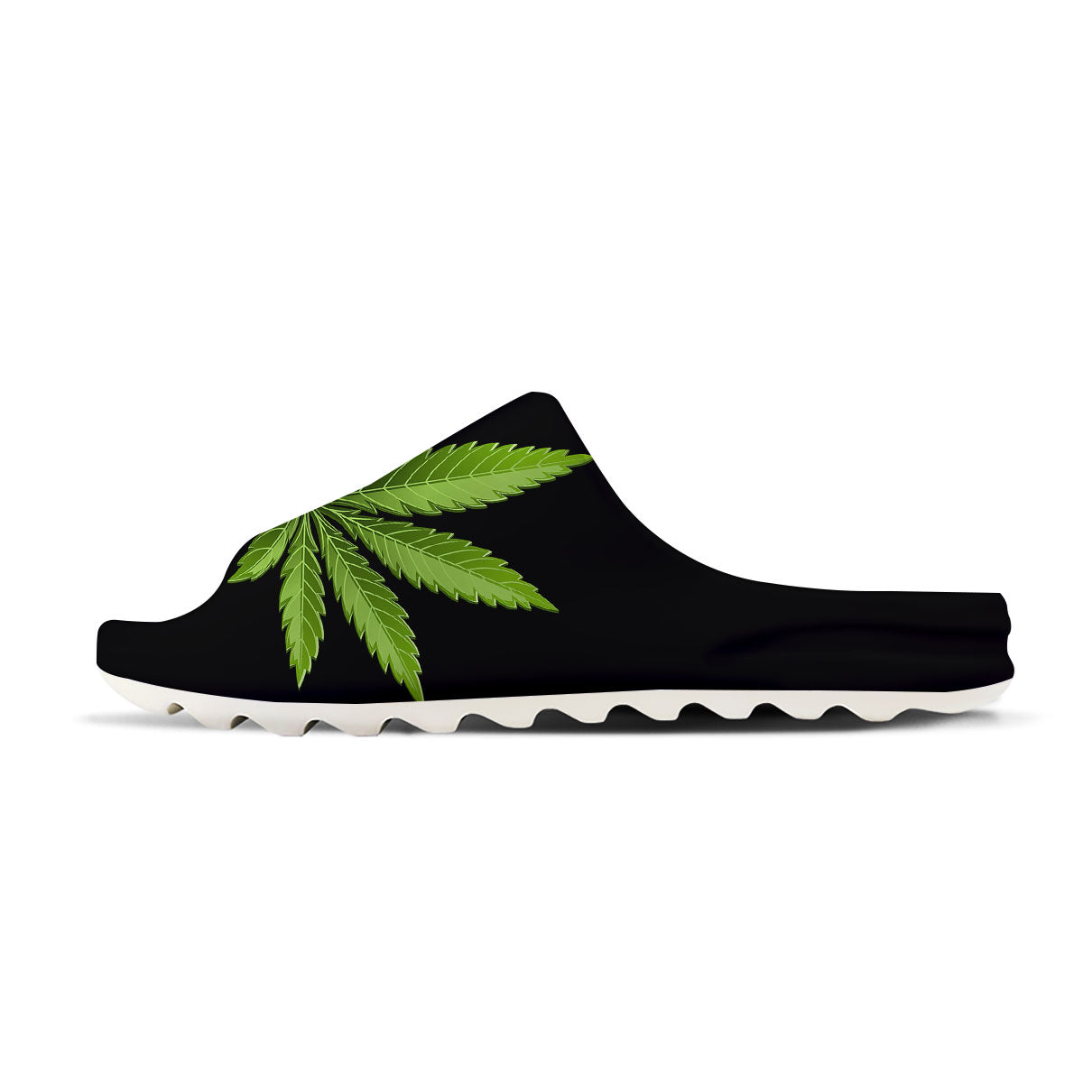 Marijuana Leaf Green Print Sandals-grizzshop