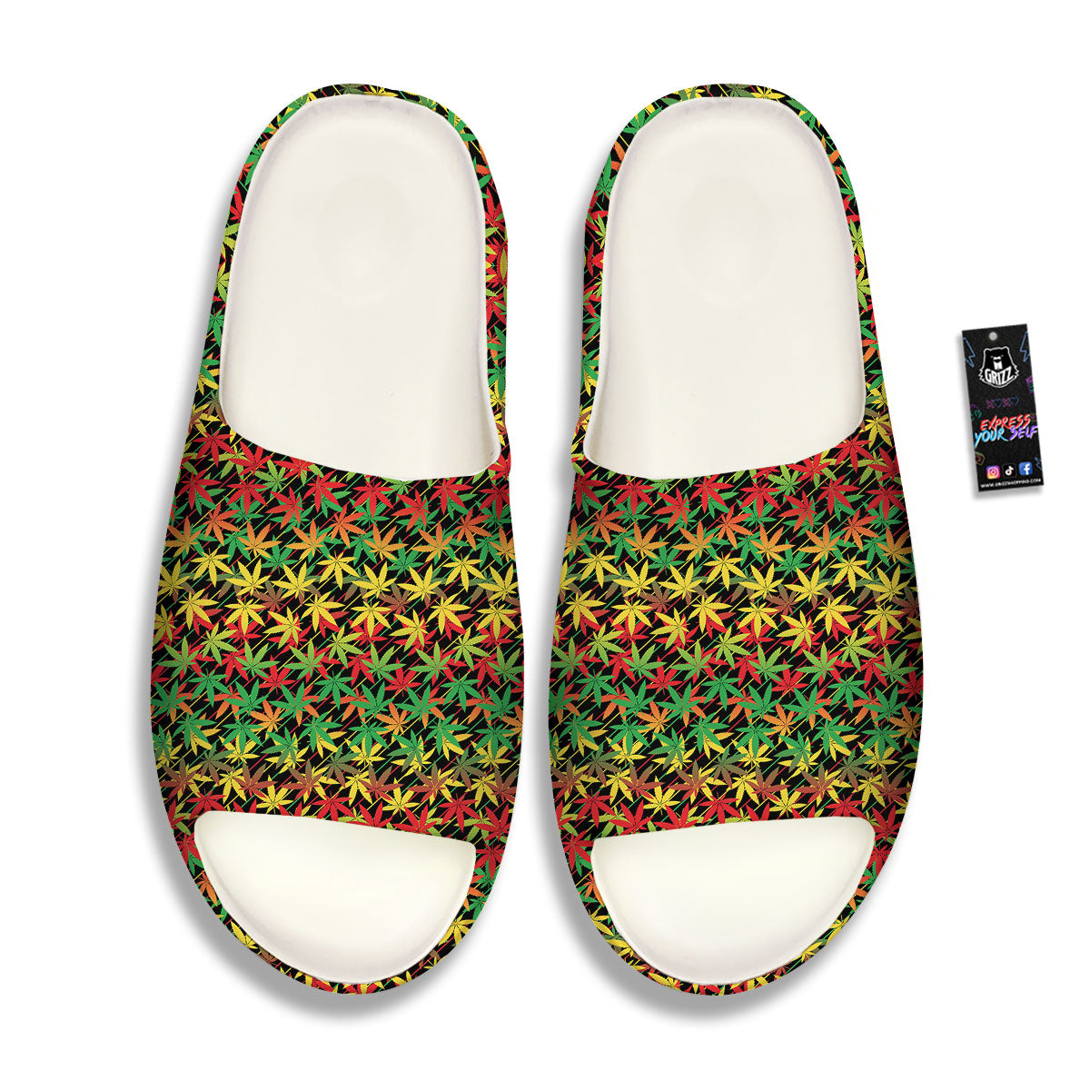 Marijuana Rasta Print Pattern Sandals-grizzshop