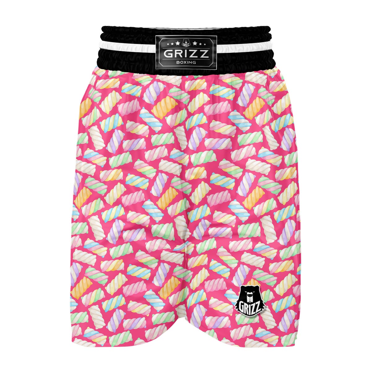 Marshmallow Pink Pattern Print Boxing Shorts-grizzshop
