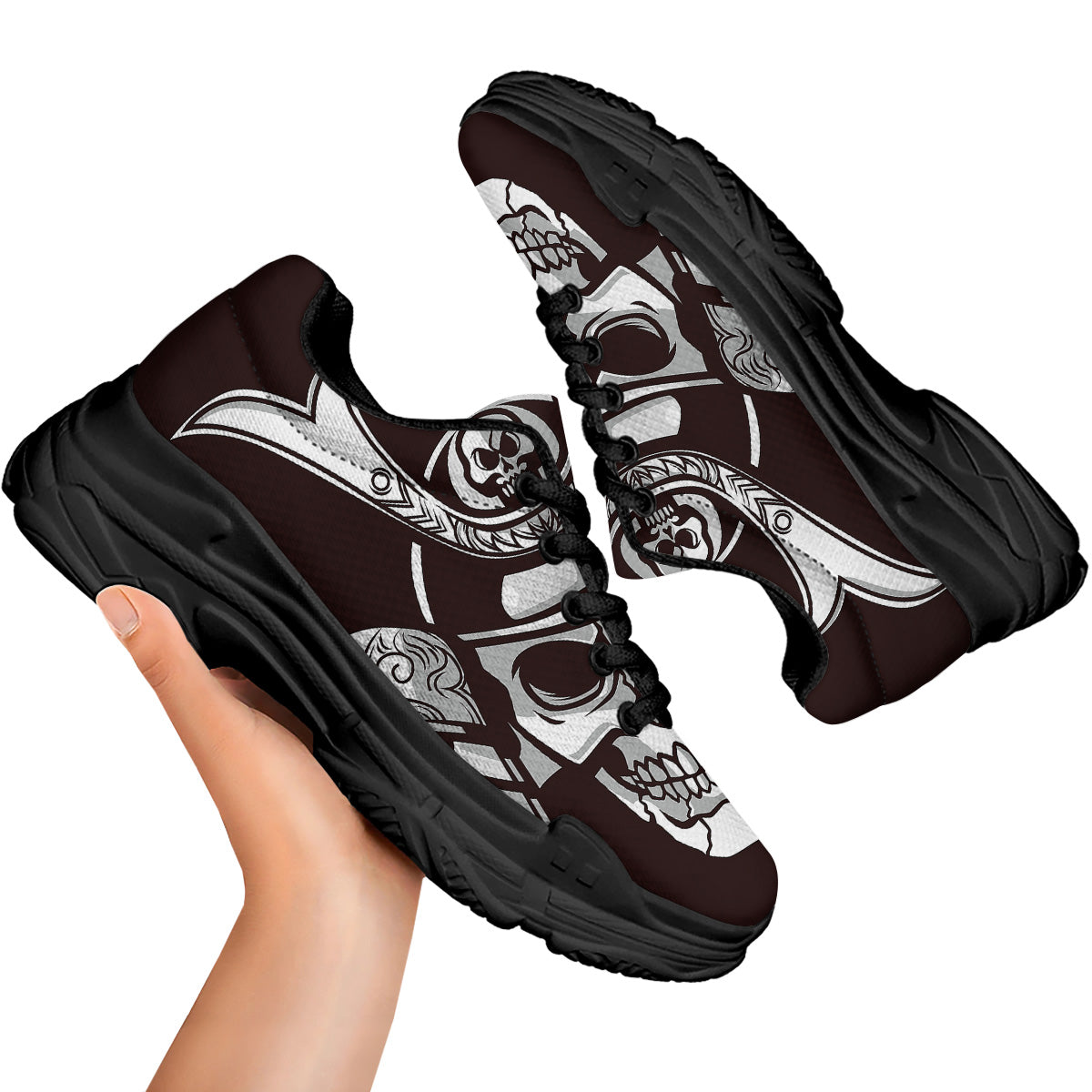 Mask Black Samurai Print Black Chunky Shoes-grizzshop