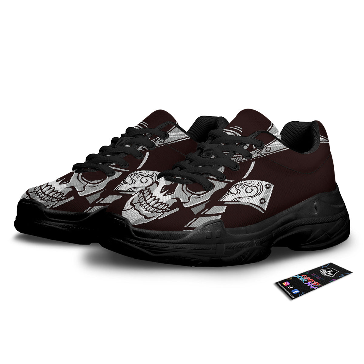 Mask Black Samurai Print Black Chunky Shoes-grizzshop