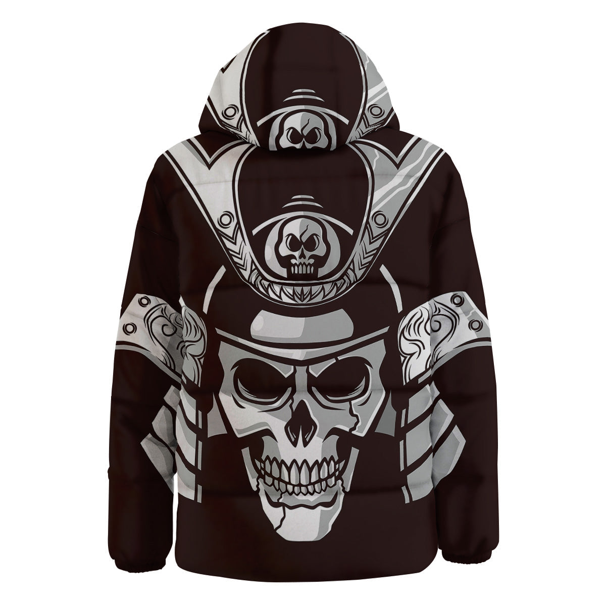 Mask Black Samurai Print Down Jacket-grizzshop