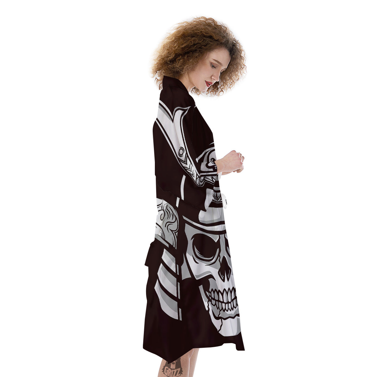 Mask Black Samurai Print Kimono-grizzshop