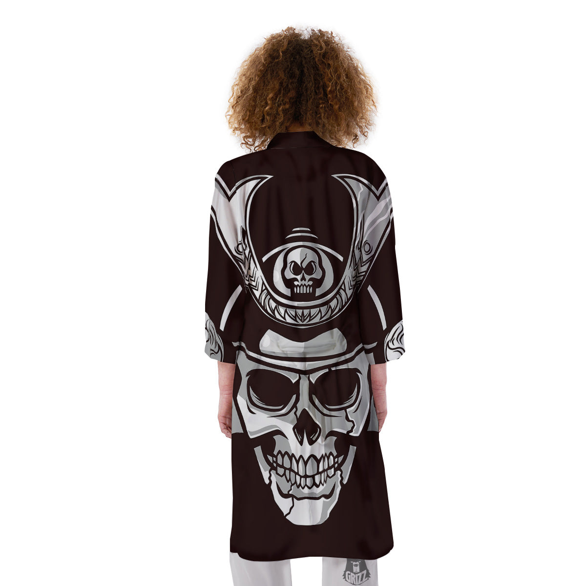 Mask Black Samurai Print Kimono-grizzshop