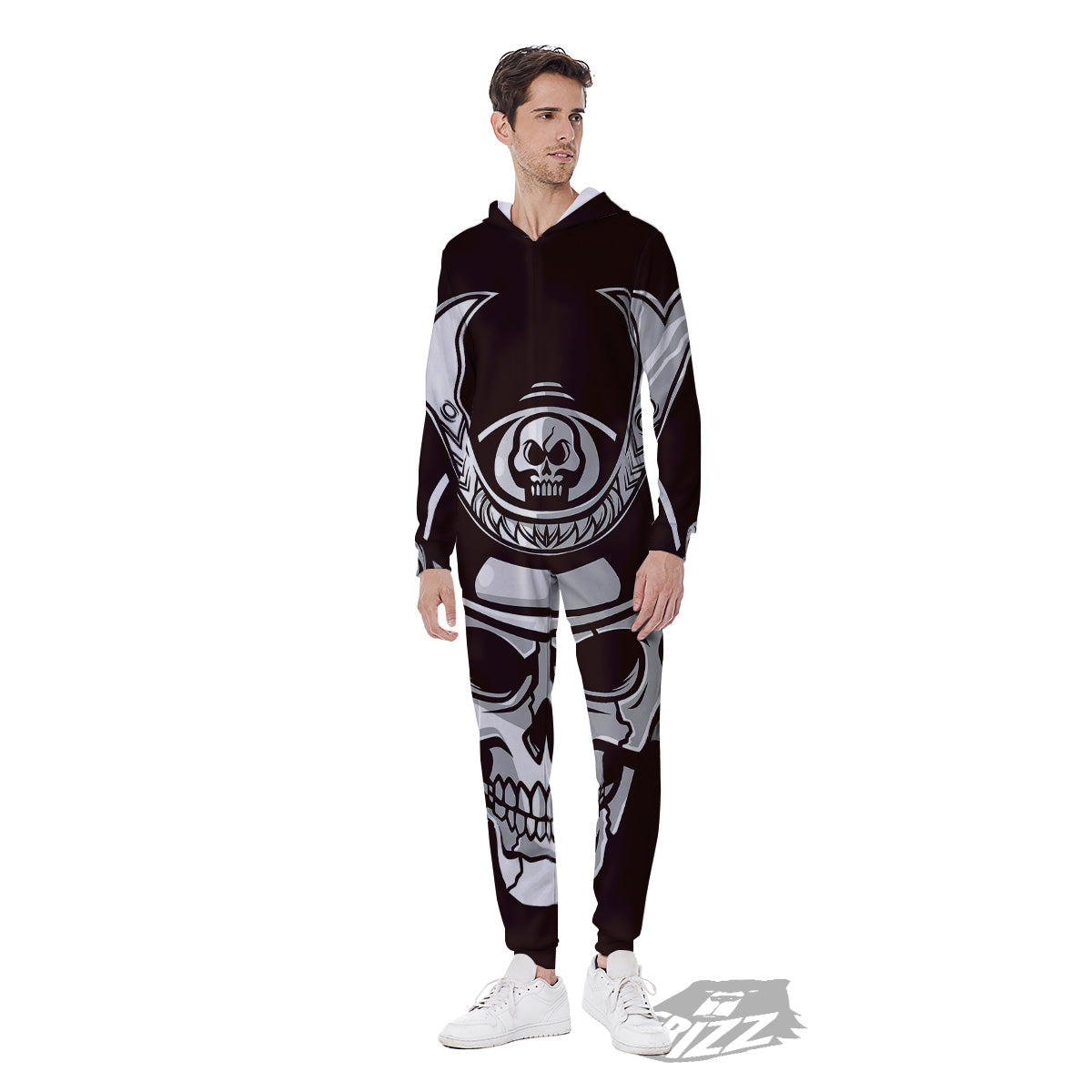 Mask Black Samurai Print Men's Jumpsuit-grizzshop
