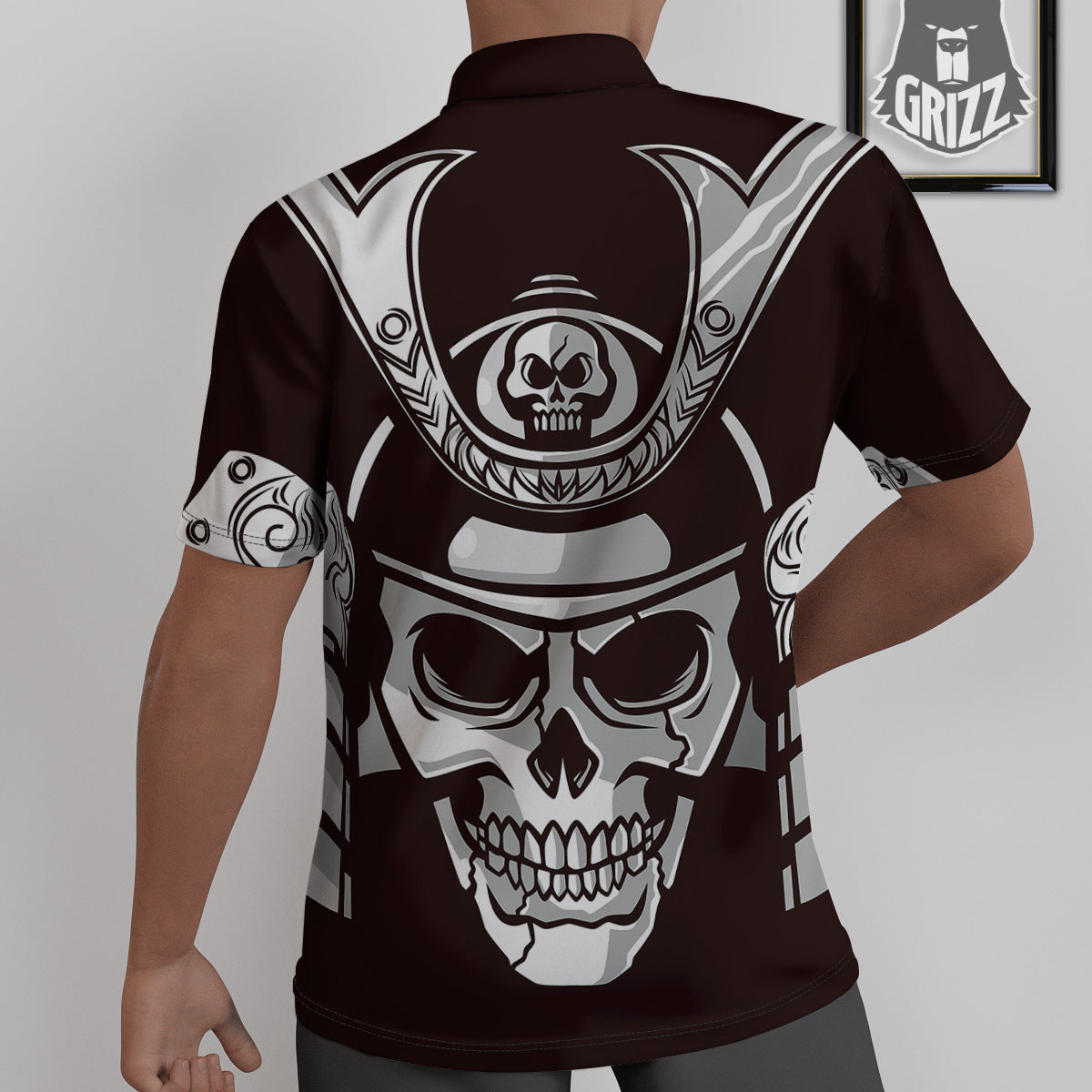 Mask Black Samurai Print Untucked Shirts-grizzshop