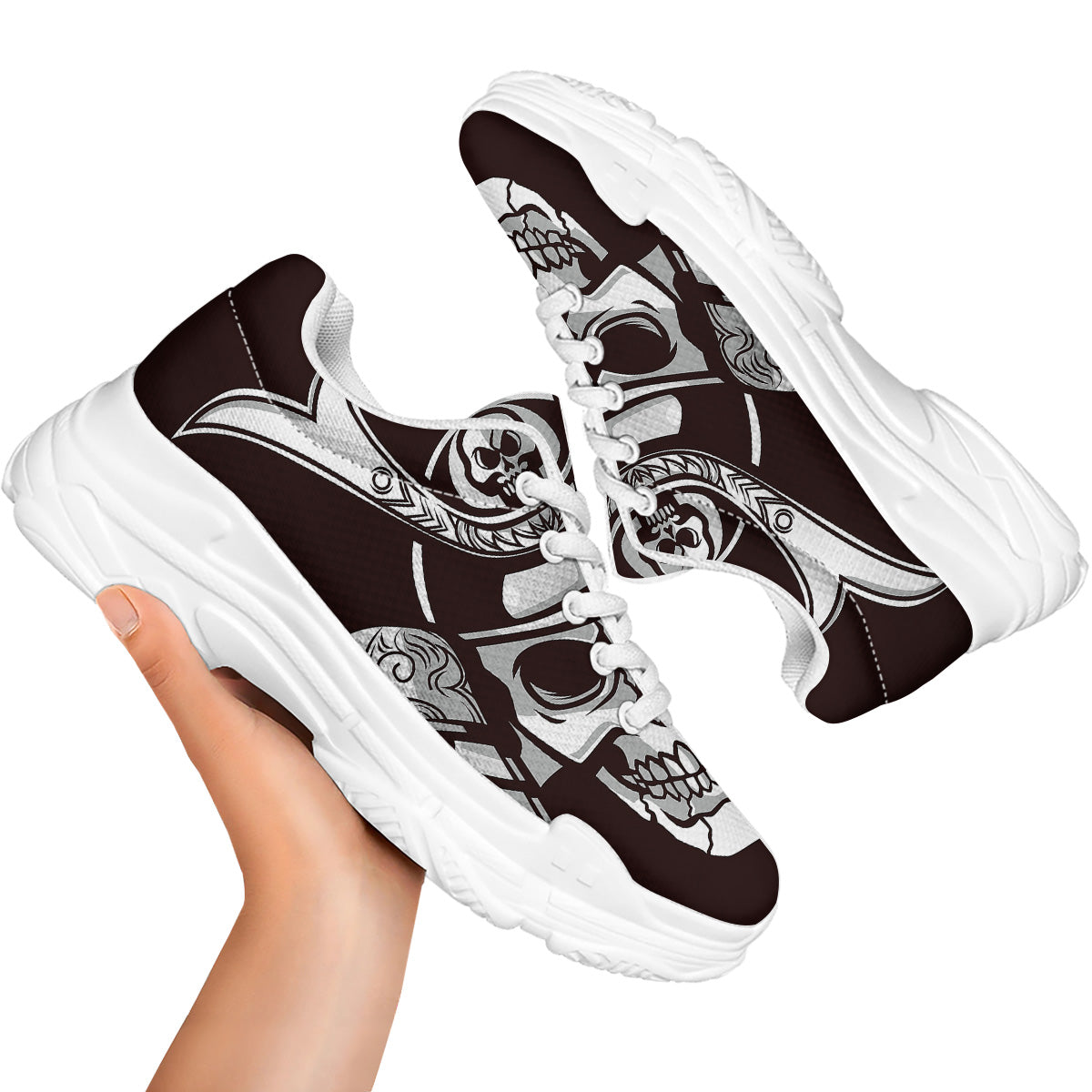 Mask Black Samurai Print White Chunky Shoes-grizzshop