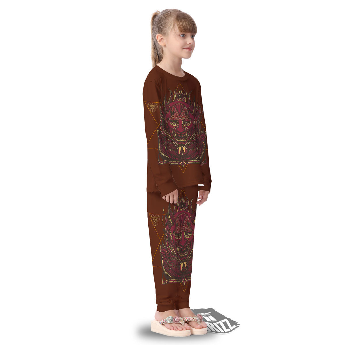 Mask Geometric Samurai Print Kid's Pajamas-grizzshop