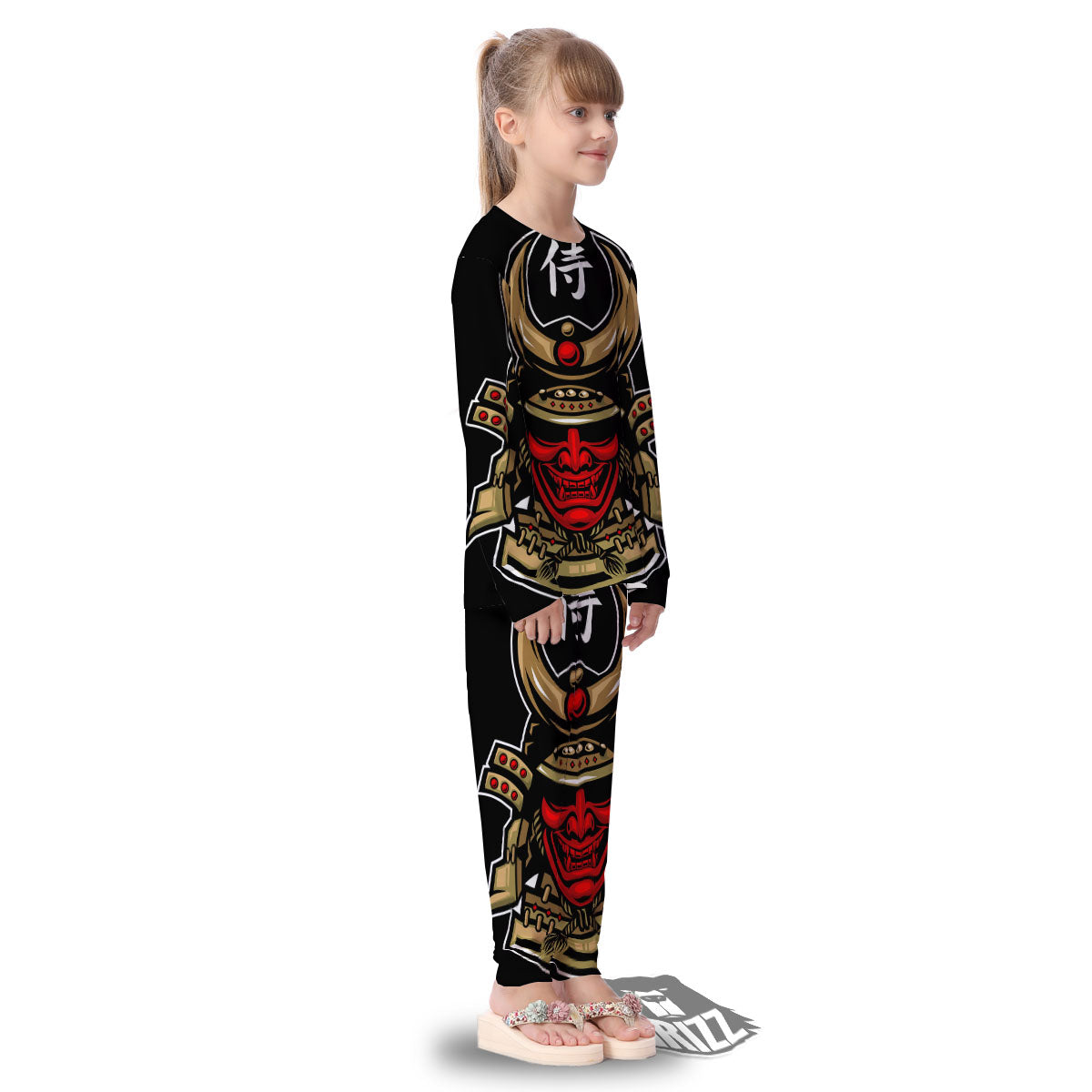 Mask Japanese Samurai Print Kid's Pajamas-grizzshop