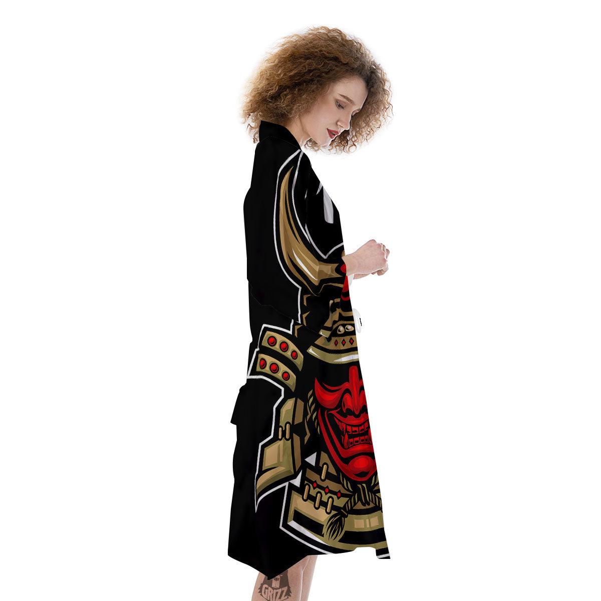 Mask Japanese Samurai Print Kimono-grizzshop