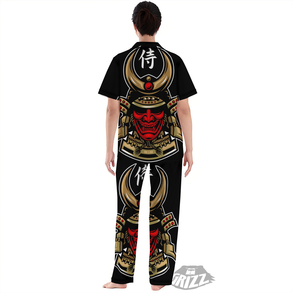 Mask Japanese Samurai Print Women's Pajamas Set-grizzshop