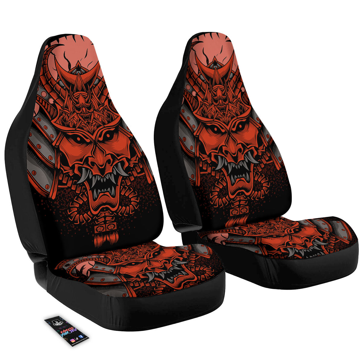 Mask Red Samurai Print Car Seat Covers-grizzshop