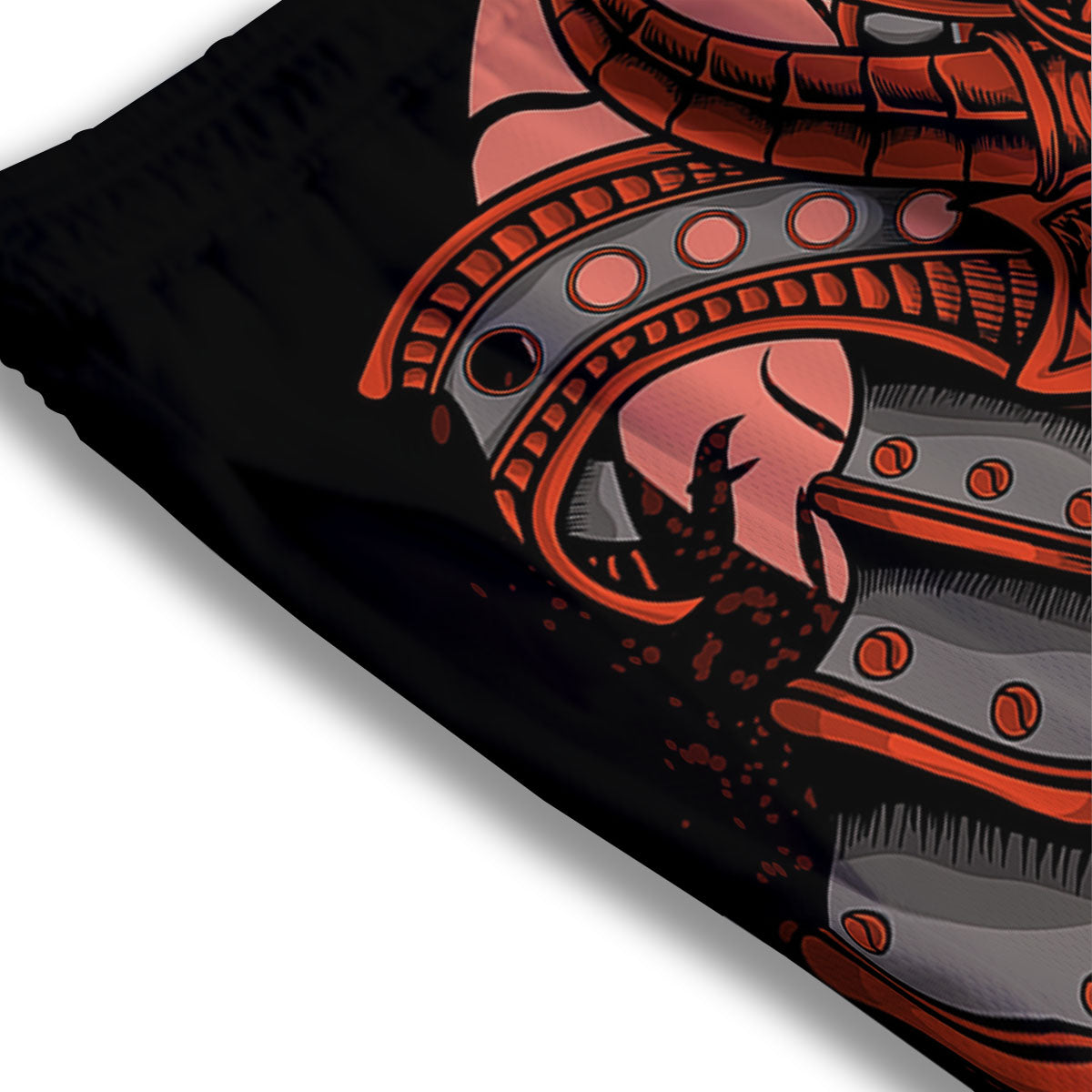 Mask Red Samurai Print Mesh Shorts