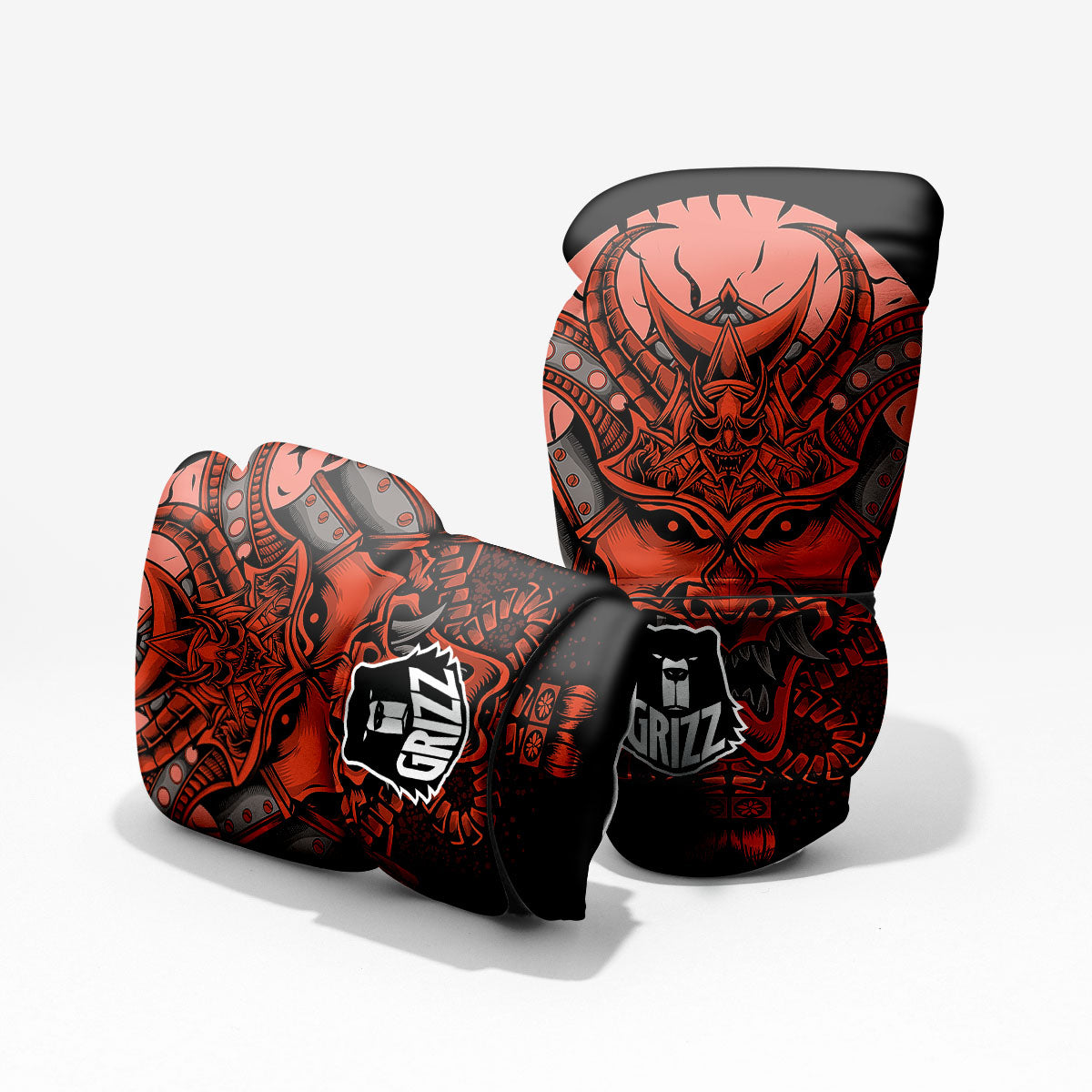 Mask Red Samurai Print Pro Boxing Glove