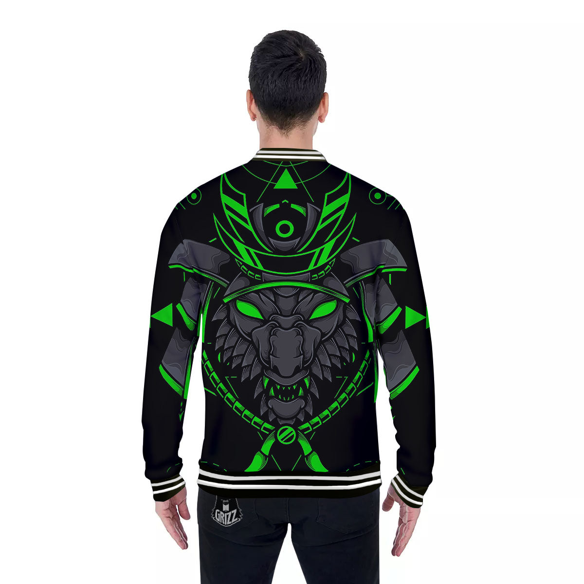 Mask Robot Samurai Print Baseball Jacket-grizzshop