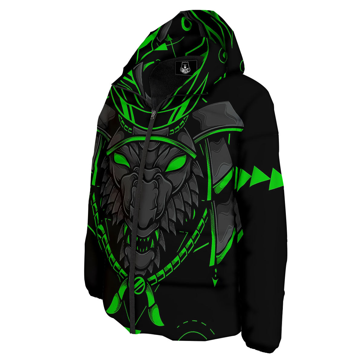 Mask Robot Samurai Print Down Jacket-grizzshop