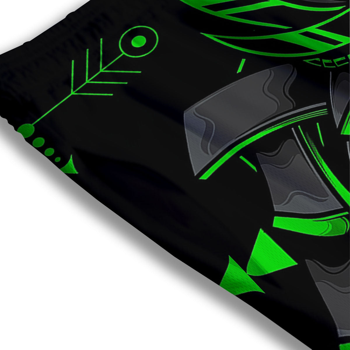 Mask Robot Samurai Print Mesh Shorts