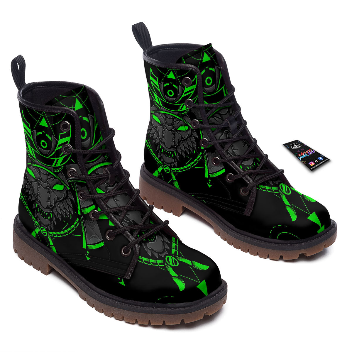 Mask Robot Samurai Print Work Boots-grizzshop