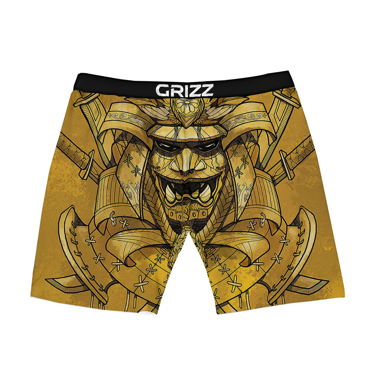 Mask Samurai Gold Print Boxer Briefs-grizzshop