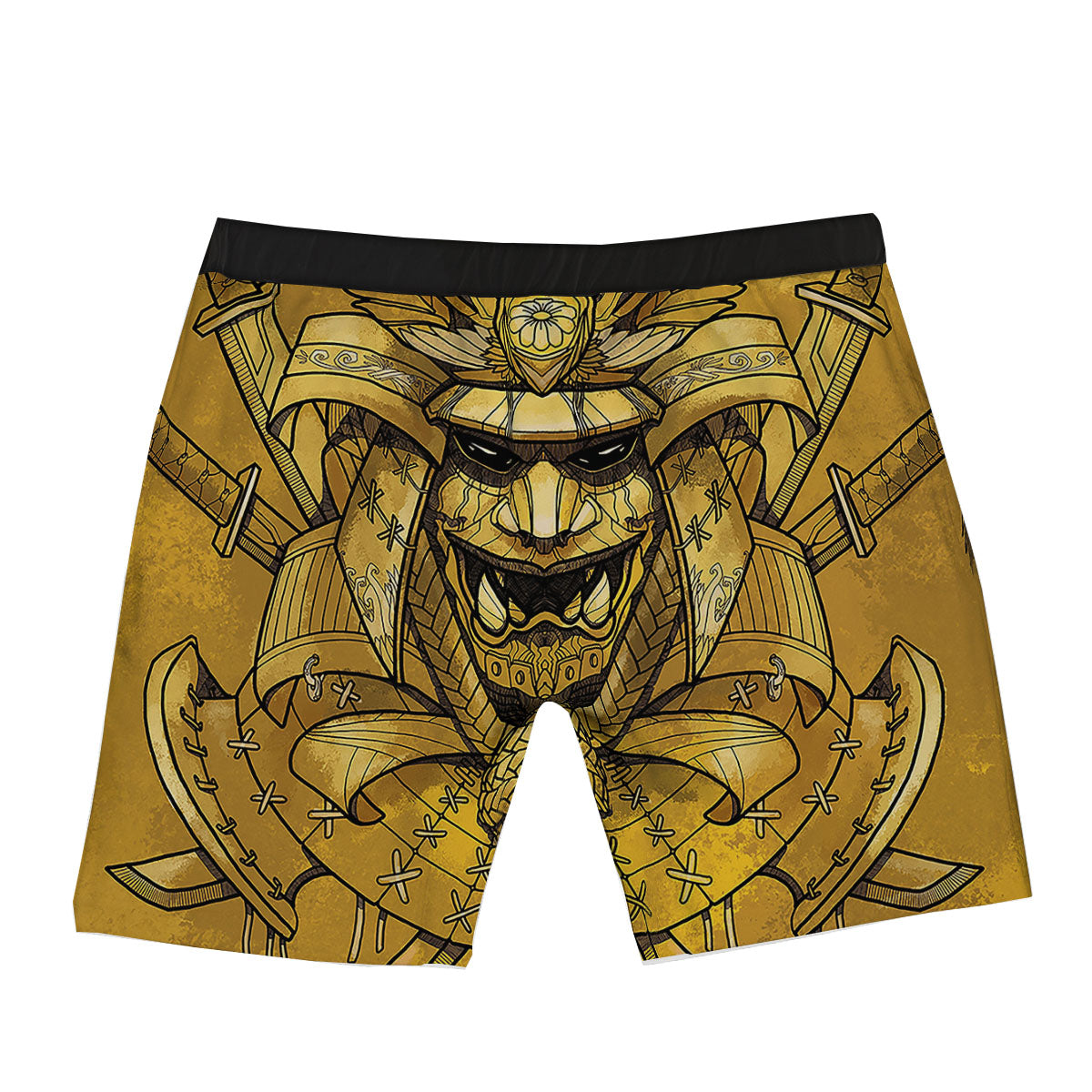 Mask Samurai Gold Print Boxer Briefs-grizzshop