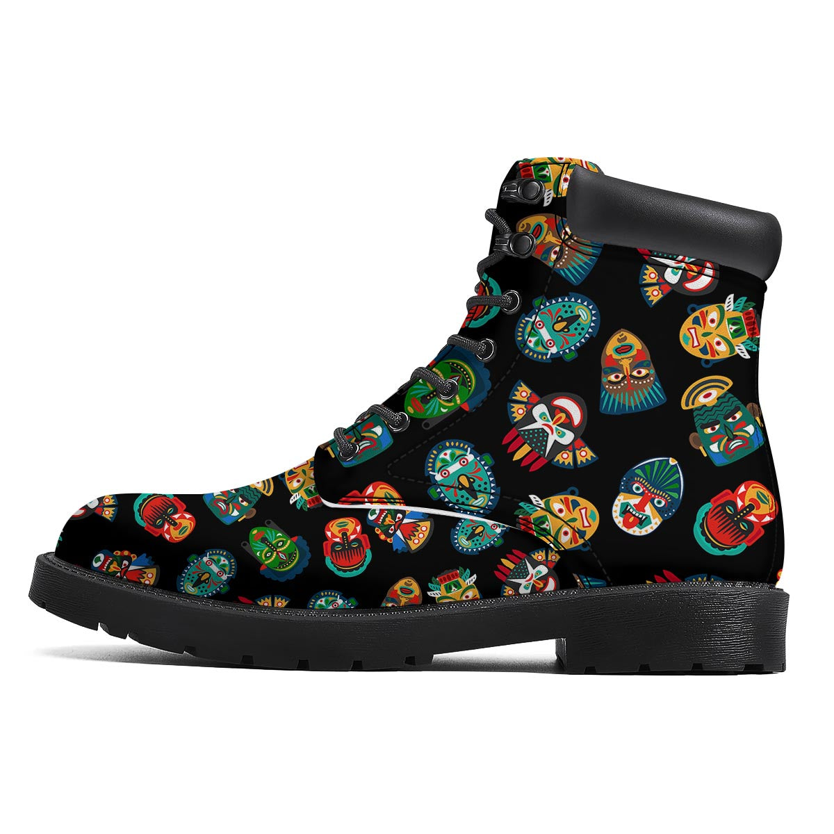 Mask Tribal Tiki Print Pattern Boots-grizzshop